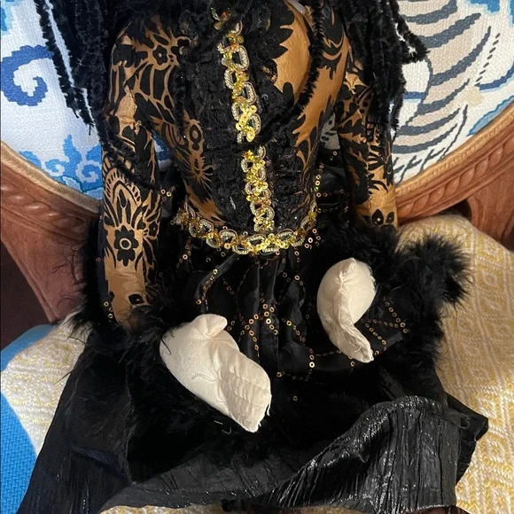 Black and Gold Witch Doll approximately 25” long - Picture 5 of 11